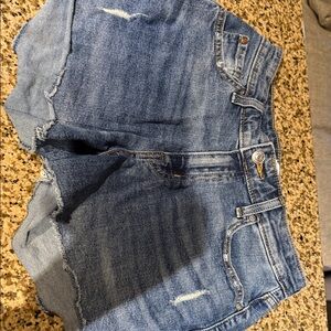 Denizen from Levi's High-Waist Distressed Denim Shorts - Blue